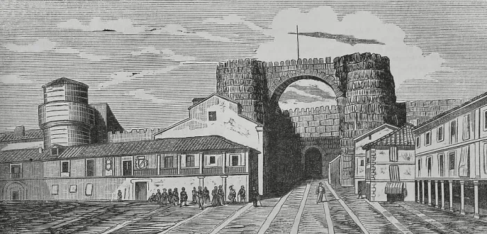 Framed Print : Spain, Avila. Gate of St Vincent. Engraving, 19th century Framed Print : Spain, Avila. Gate of St Vincent. Engraving, 19th century