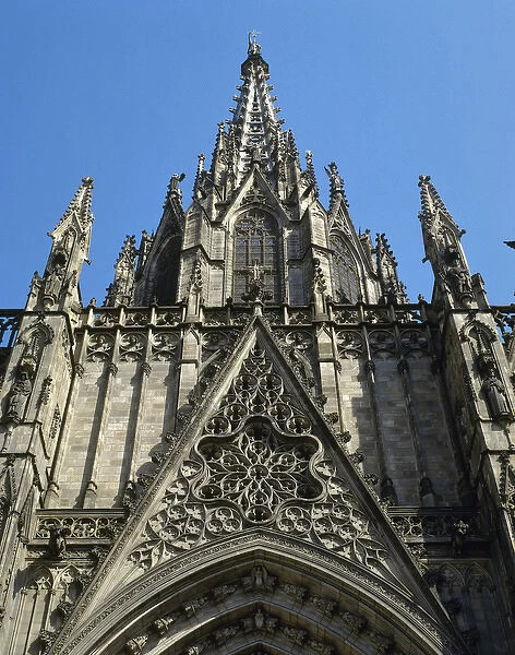 Spain. Barcelona. Cathedral. Facade. Neogothic style. 1885-1