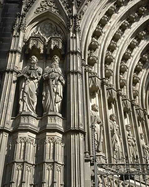 Spain. Barcelona. Cathedral. Facade. Archivolt. Neogothic st