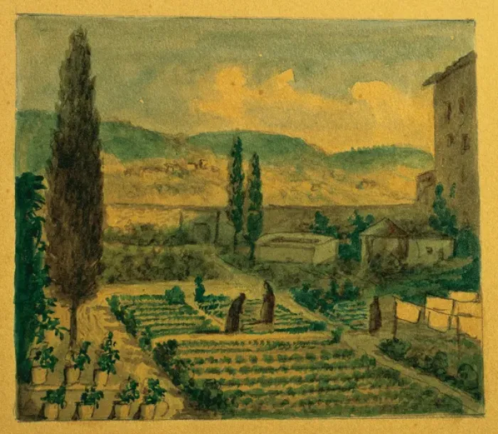 Framed Print : Spain. Barcelona. Monastery of Pedralbes. Nuns orchard. Dra Framed Print : Spain. Barcelona. Monastery of Pedralbes. Nuns orchard. Dra