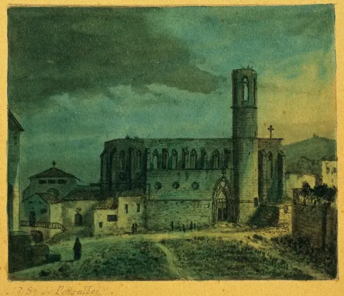 Framed Print : Spain. Barcelona. Monastery of Pedralbes. Drawing by G. Most Framed Print : Spain. Barcelona. Monastery of Pedralbes. Drawing by G. Most