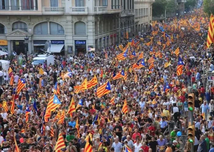 Framed Print : SPAIN. Barcelona. National Day of Catalonia ( Diada ) Framed Print : SPAIN. Barcelona. National Day of Catalonia ( Diada )