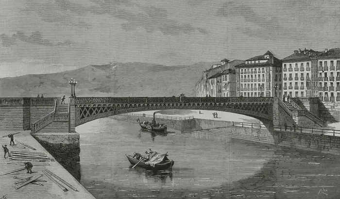 Framed Print : Spain, Bilbao. New San Francisco iron bridge Framed Print : Spain, Bilbao. New San Francisco iron bridge