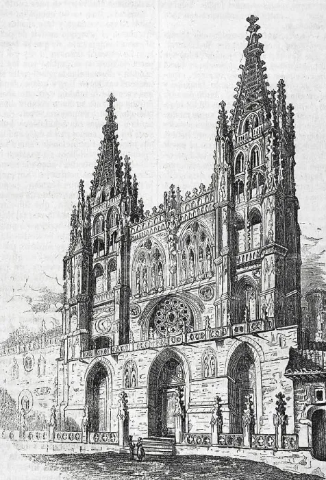 Framed Print : Spain. Burgos. General view of main facade of the Cathedral Framed Print : Spain. Burgos. General view of main facade of the Cathedral