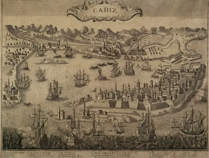 Framed Print : Spain. Cadiz. City and port. Engraving. 17th century Framed Print : Spain. Cadiz. City and port. Engraving. 17th century