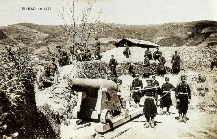 Framed Print : Spain. Third Carlist War (1874). Artillery pieces in Bilbao. Photography Framed Print : Spain. Third Carlist War (1874). Artillery pieces in Bilbao. Photography