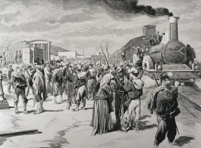 Framed Print : Spain. Third Carlist War. Departure of a free Framed Print : Spain. Third Carlist War. Departure of a free