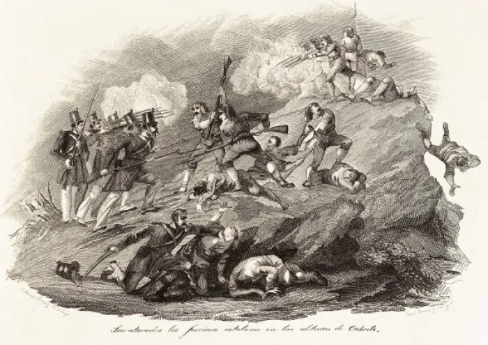 Framed Print : Spain. Carlist Wars. Catalan rebels are attacked Framed Print : Spain. Carlist Wars. Catalan rebels are attacked