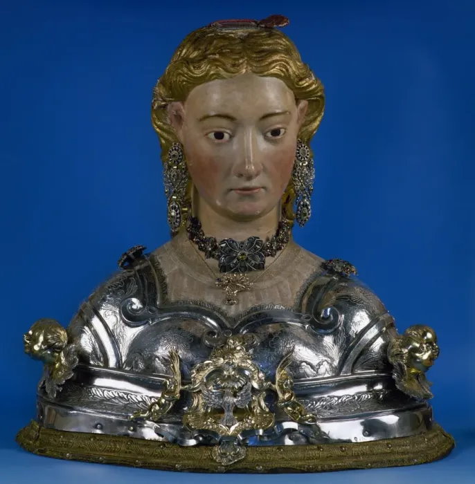 Framed Print : Spain. Catalonia. Santa Coloma de Queralt. Bust reliquary of Framed Print : Spain. Catalonia. Santa Coloma de Queralt. Bust reliquary of