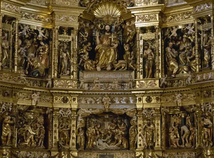 Framed Print : Spain. Cathedral of Saint Dominic of la Calzada. Altarpiece Framed Print : Spain. Cathedral of Saint Dominic of la Calzada. Altarpiece