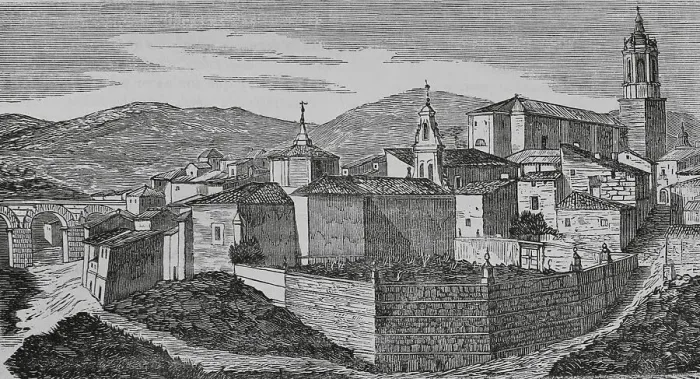 Framed Print : Spain. Cenicero. View of the town. Engraving, 19th century Framed Print : Spain. Cenicero. View of the town. Engraving, 19th century