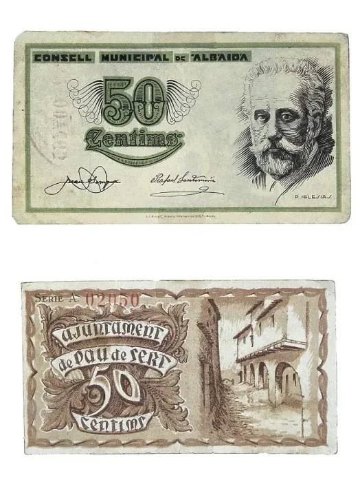 Framed Print : Spain. Civil War (1936-1939). 50 cents note issued Framed Print : Spain. Civil War (1936-1939). 50 cents note issued