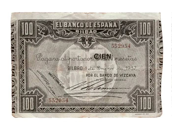 Framed Print : Spain. Civil War (1937). 100 pesetas bill issued Framed Print : Spain. Civil War (1937). 100 pesetas bill issued