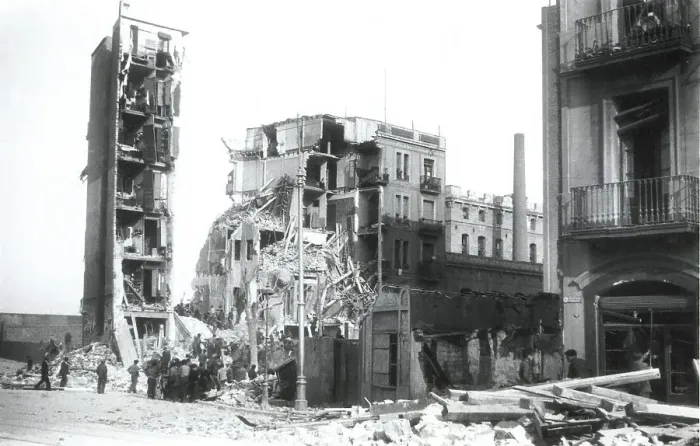 Framed Print : Spain. Civil War. Bombardment of Barcelona (March) Framed Print : Spain. Civil War. Bombardment of Barcelona (March)