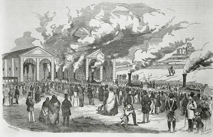 Framed Print : Spain (February 9th, 1851). Opening of a railroad Framed Print : Spain (February 9th, 1851). Opening of a railroad