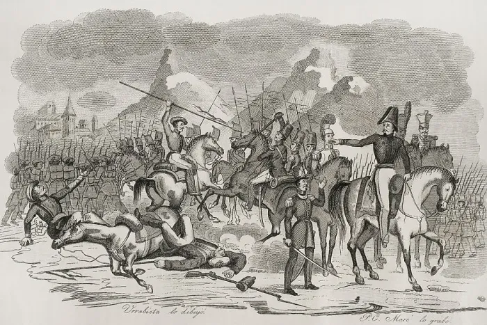 Framed Print : Spain. First Carlist War (1833-1840). Action of Zalduendo Framed Print : Spain. First Carlist War (1833-1840). Action of Zalduendo