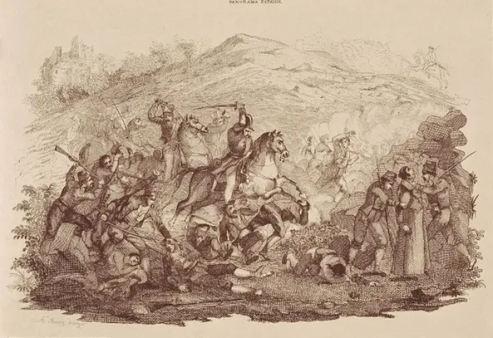 Framed Print : Spain. Firts Carlist War. Action of the Aralar Framed Print : Spain. Firts Carlist War. Action of the Aralar