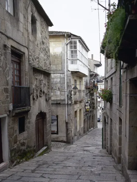 Framed Print : Spain. Galicia. Ribadavia. Old Town. On the left, the gothic Framed Print : Spain. Galicia. Ribadavia. Old Town. On the left, the gothic