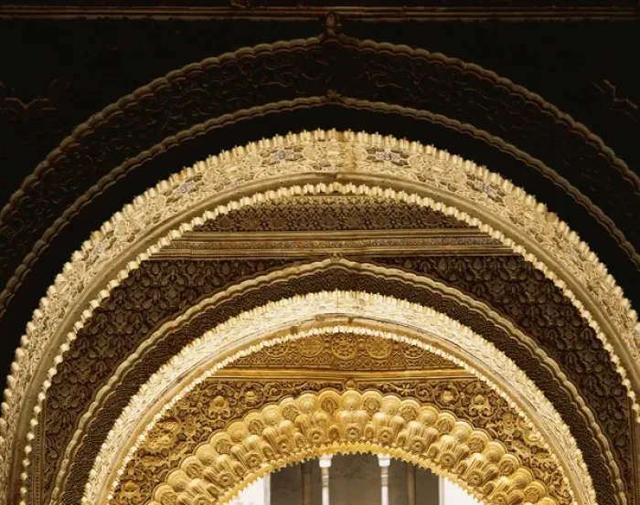 Framed Print : Spain. Granada. Alhambra. Royal Palace. Detail of stucco arc Framed Print : Spain. Granada. Alhambra. Royal Palace. Detail of stucco arc