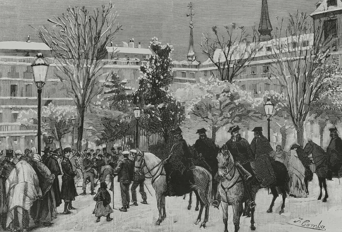 Framed Print : Spain, Madrid. Cleaning the public road after the snowfall Framed Print : Spain, Madrid. Cleaning the public road after the snowfall