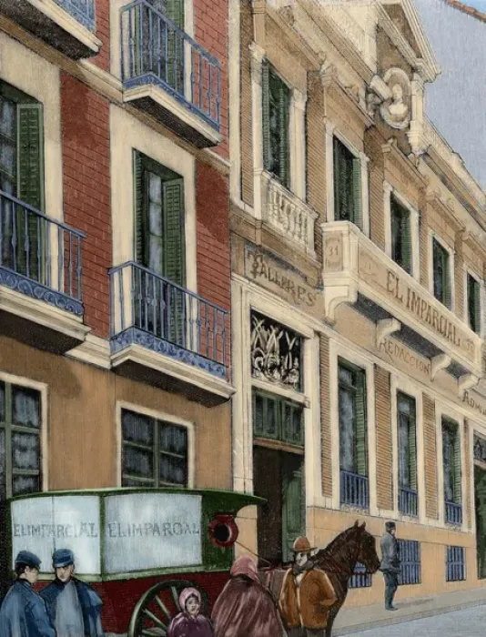Framed Print : Spain. Madrid. New building of the newspaper El Imparcial (T