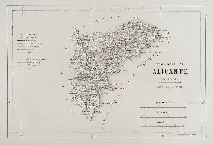 Framed Print : Spain. Map of Alicante province, 19th century Framed Print : Spain. Map of Alicante province, 19th century