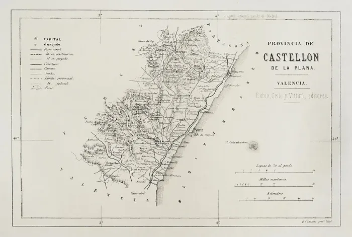 Framed Print : Spain. Map of Castellon de la Plana province, 19th century Framed Print : Spain. Map of Castellon de la Plana province, 19th century
