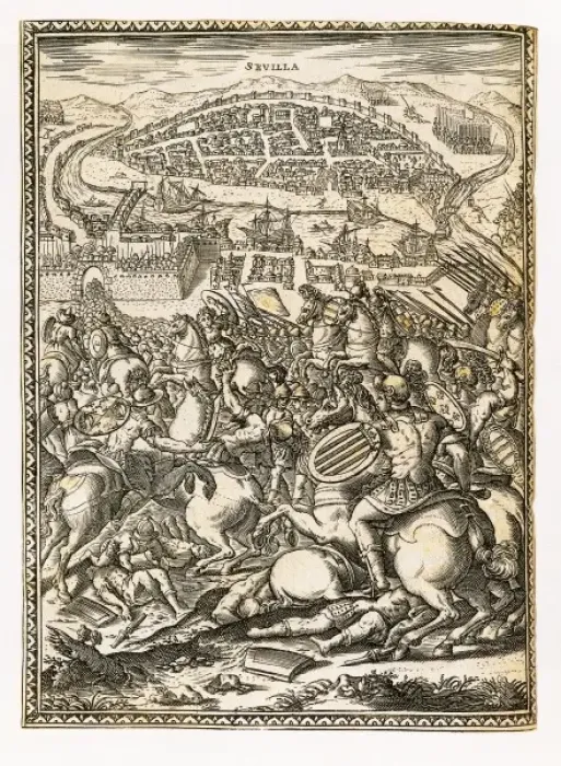 Framed Print : Spain. Reconquest. Storming of Seville by Ferdinand III of Castile (1248) Framed Print : Spain. Reconquest. Storming of Seville by Ferdinand III of Castile (1248)