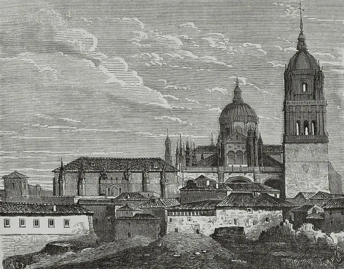 Framed Print : Spain, Salamanca. The New Cathedral. Illustration by Letre Framed Print : Spain, Salamanca. The New Cathedral. Illustration by Letre