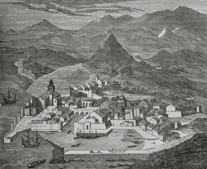Framed Print : Spain, Santander. View of the city in the 17th century Framed Print : Spain, Santander. View of the city in the 17th century
