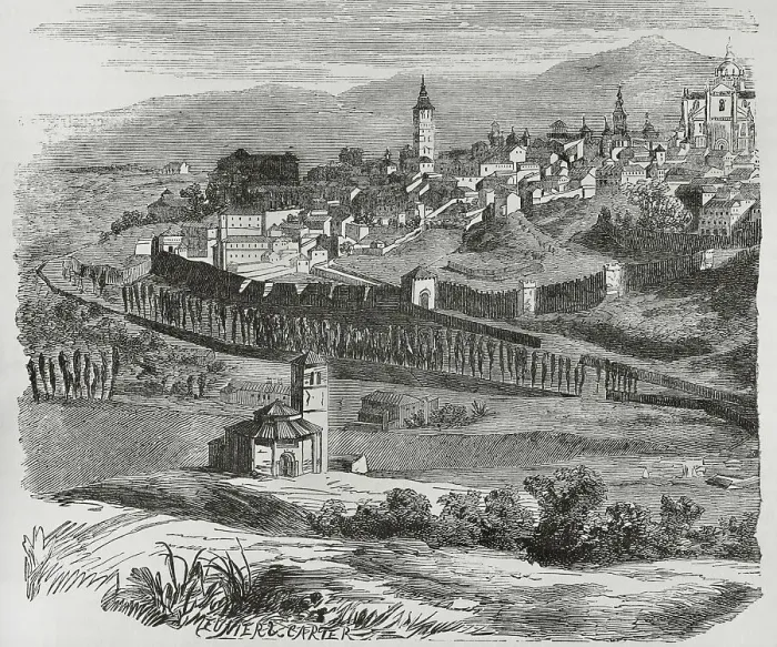 Framed Print : Spain. Segovia. Panorama of the city. Engraving Framed Print : Spain. Segovia. Panorama of the city. Engraving