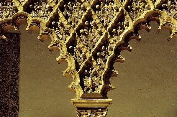 SPAIN. Sevilla. Royal Alcazars. Spandrel of the lobe arches