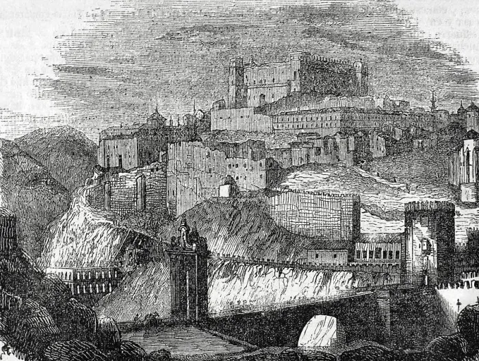 Framed Print : Spain. Toledo. General view of the city. Engraving Framed Print : Spain. Toledo. General view of the city. Engraving