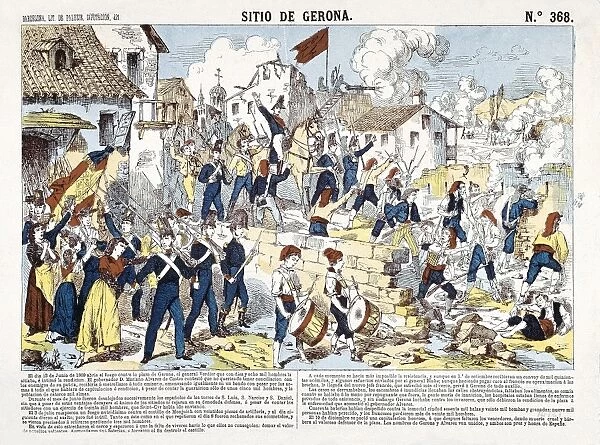 Spain. War of Independence. Siege of Girona (June-December 1809). Etching