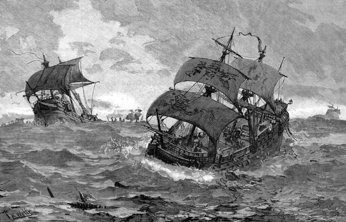 Framed Print : Spanish Armada in a gale, 1588 Framed Print : Spanish Armada in a gale, 1588