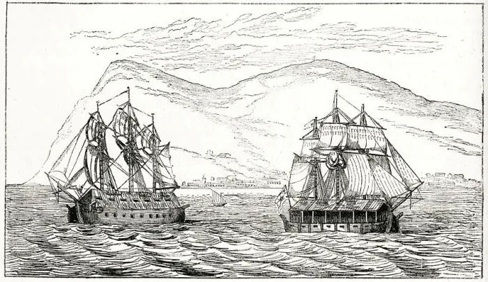 Framed Print : Spanish battering ships, port and starboard, used between 1781 Framed Print : Spanish battering ships, port and starboard, used between 1781