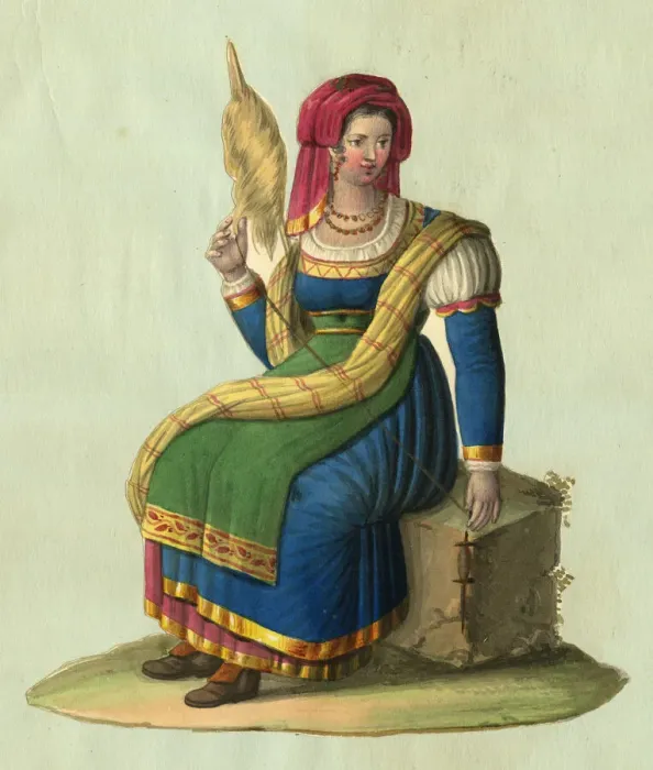 Framed Print : Spanish Cantabrian Peasant Woman Spinning Framed Print : Spanish Cantabrian Peasant Woman Spinning