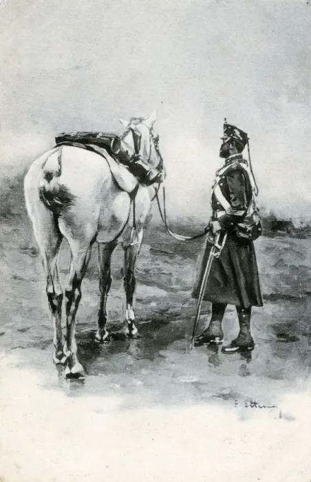 Framed Print : Spanish Cavalryman and his white steed Framed Print : Spanish Cavalryman and his white steed