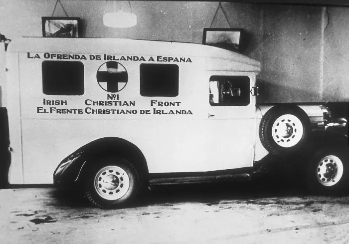 Framed Print : Spanish Civil War (1936-1939). Ambulance given Framed Print : Spanish Civil War (1936-1939). Ambulance given