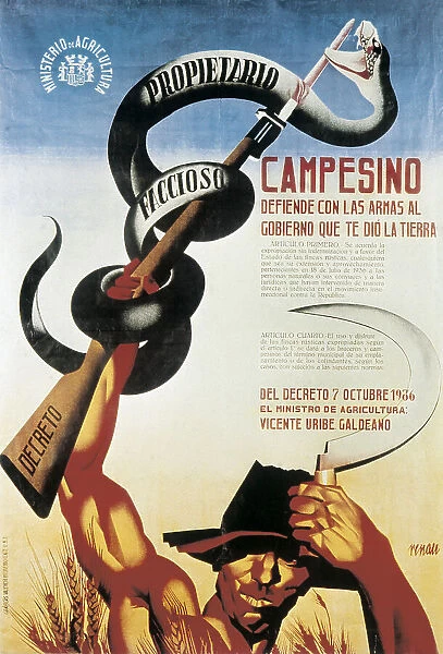 Spanish Civil War (1936-1939). Campesino, defiende