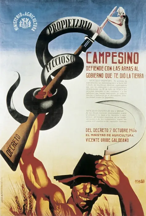 Framed Print : Spanish Civil War (1936-1939). Campesino, defiende Framed Print : Spanish Civil War (1936-1939). Campesino, defiende