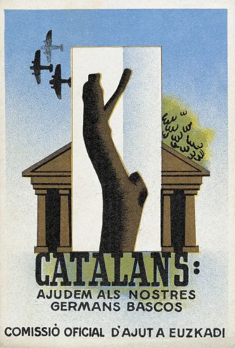 Framed Print : Spanish Civil War (1936-1939). Catalans: ajudem Framed Print : Spanish Civil War (1936-1939). Catalans: ajudem
