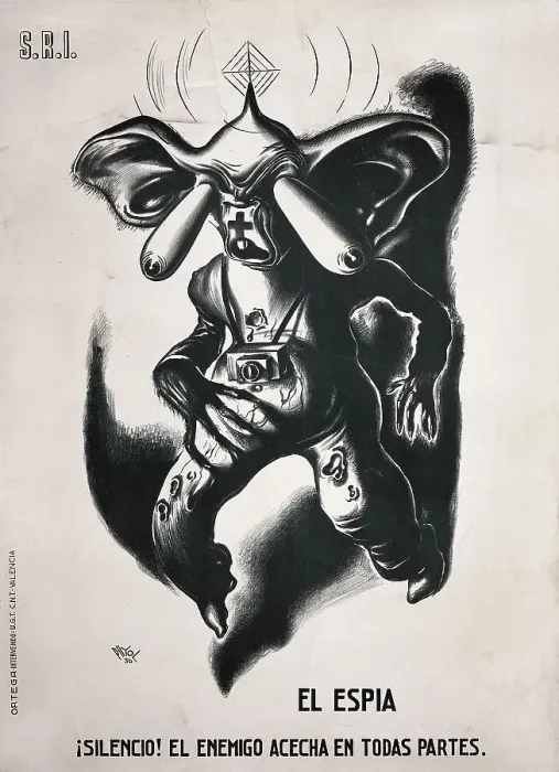 Framed Print : Spanish Civil War (1936-1939). El Espia. Silencio! Framed Print : Spanish Civil War (1936-1939). El Espia. Silencio!