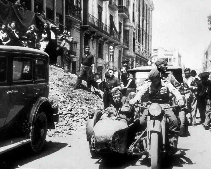 Framed Print : Spanish Civil War (1936-1939). Motorized troops