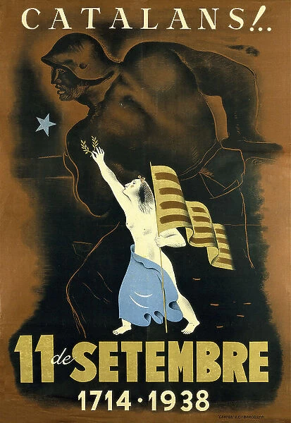 Spanish Civil War. Catalans! 11 de setembre
