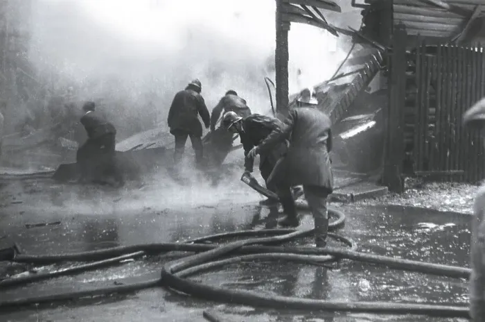 Framed Print : Spanish Civil War. Firemen and members of Framed Print : Spanish Civil War. Firemen and members of