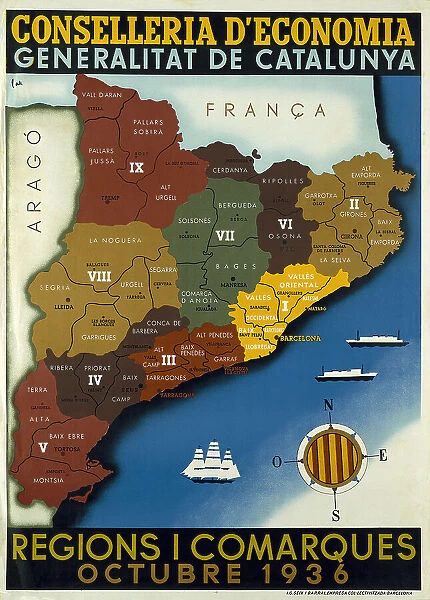 Spanish Civil War Map Of Catalonia Regions And
