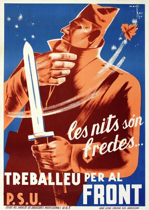 Framed Print : Spanish Civil War poster, The nights are cold, work for Framed Print : Spanish Civil War poster, The nights are cold, work for