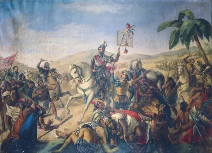 Framed Print : Spanish conquest of Mexico (1520). HernᮠCort鳠 Framed Print : Spanish conquest of Mexico (1520). HernᮠCort鳠