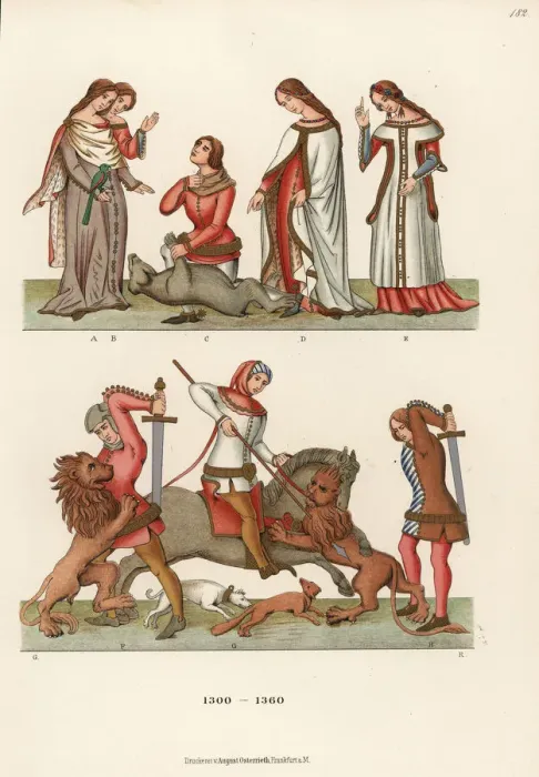 Framed Print : Spanish costumes from the 14th century Framed Print : Spanish costumes from the 14th century